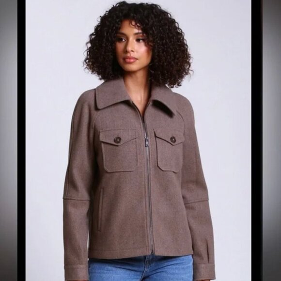 Avec Les Filles | Brown Relaxed Front Zip Jacket Barn Jacket Style Size Small - Picture 1 of 6